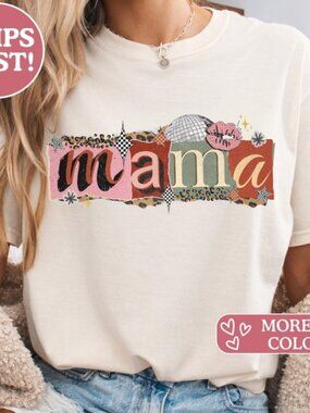 Retro Mama Shirt - Trendy Ransom Letter Y2K Mom Tee